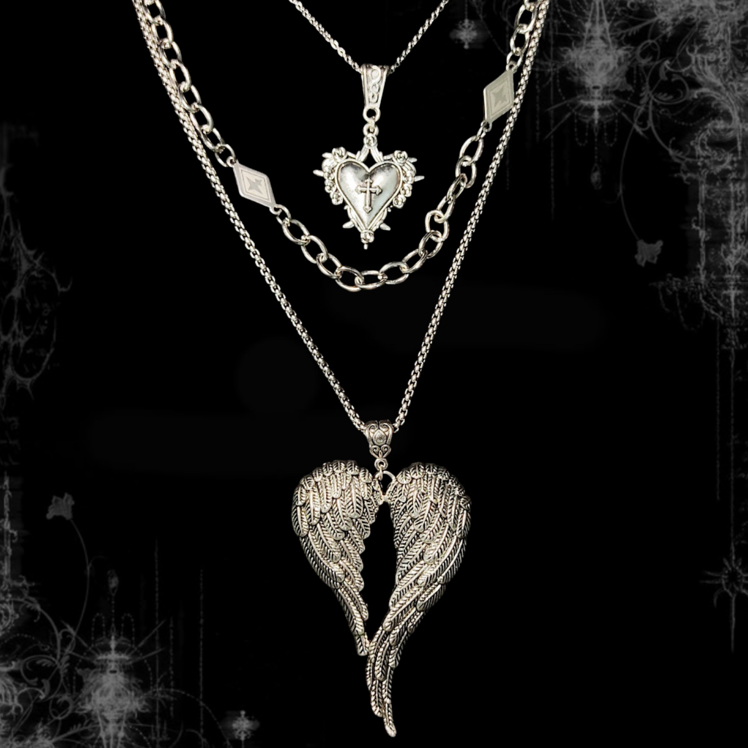 ཐི Fallen Grace 3 Layer Necklace ཋྀ