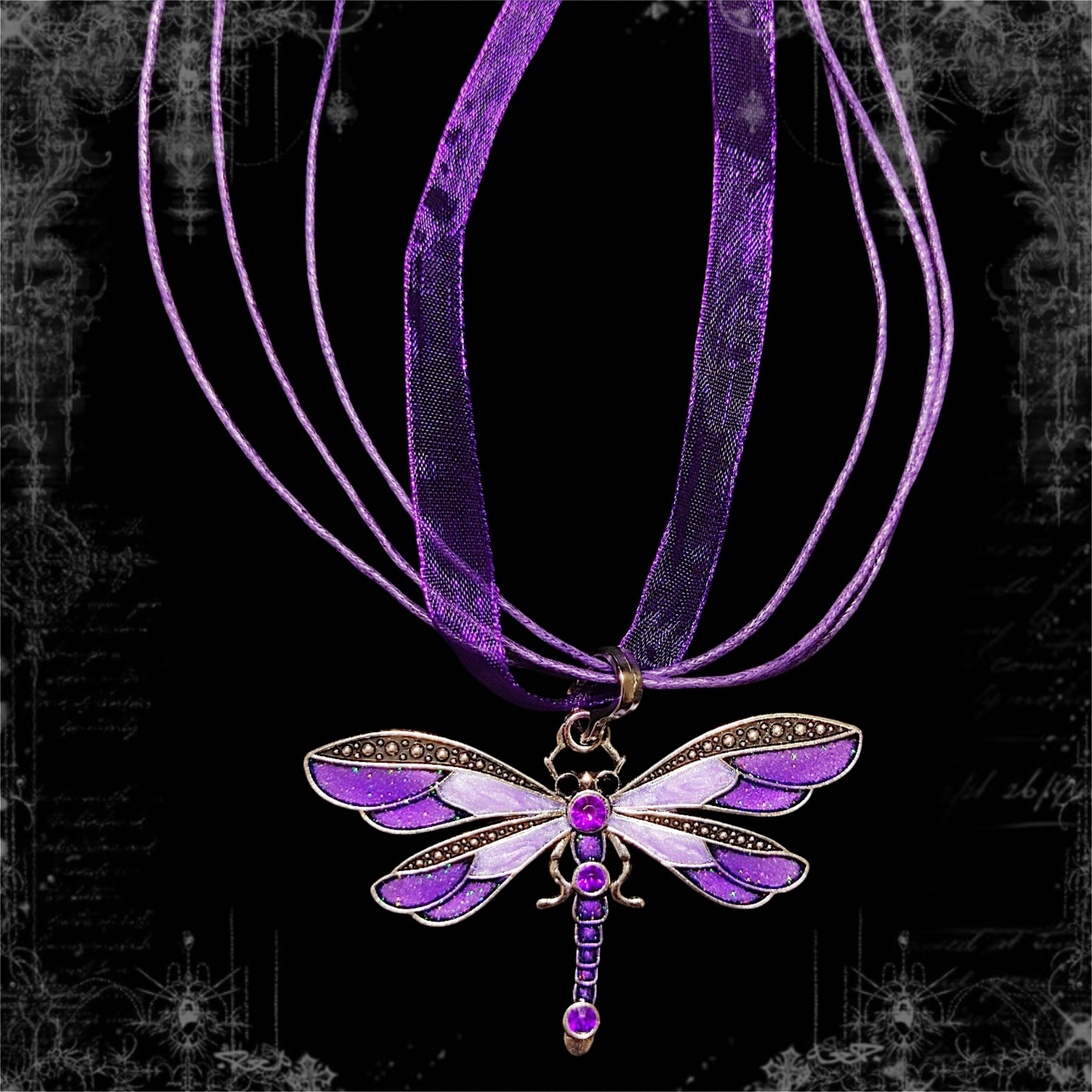ཐི Dragonfly Necklace (purple) ཋྀ