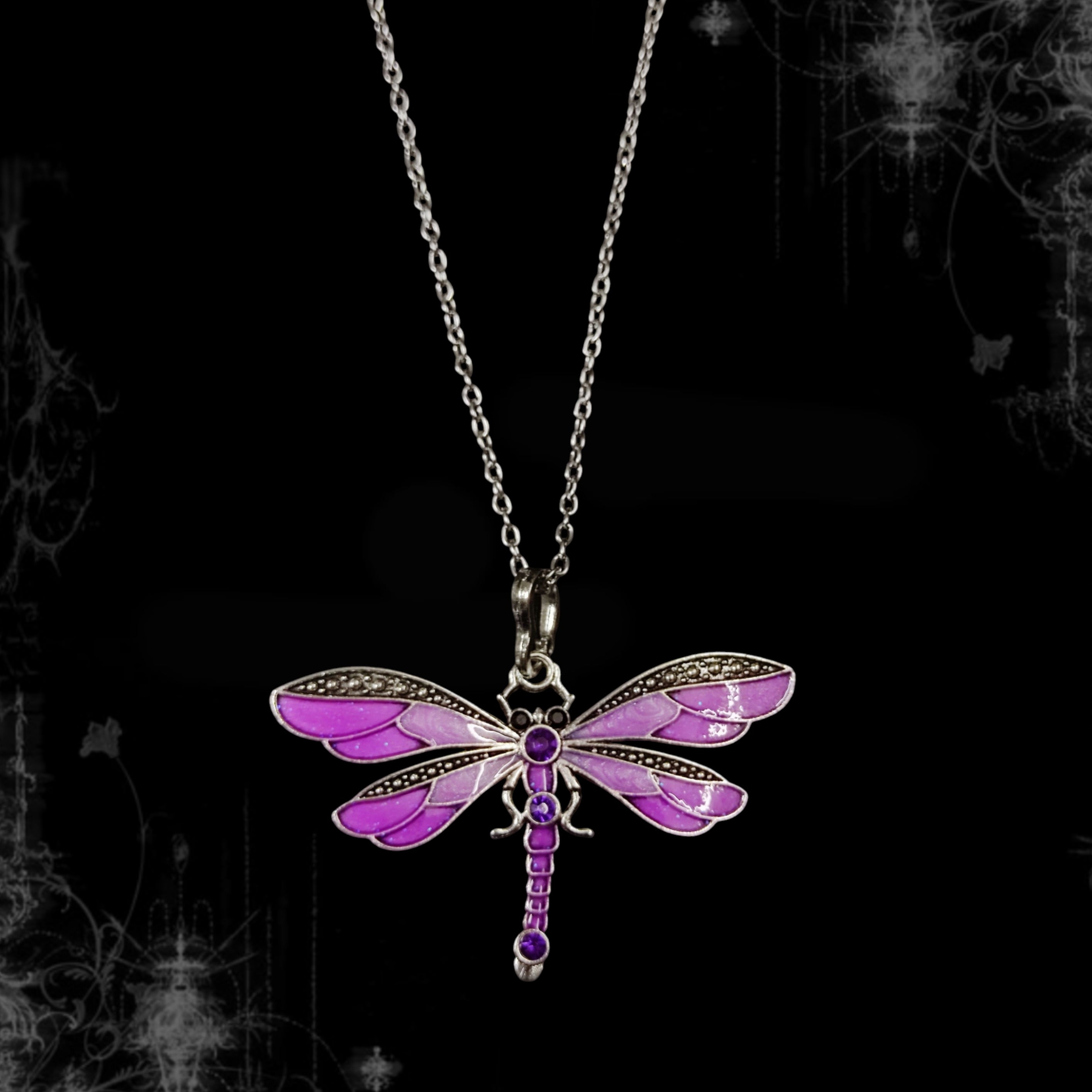 ཐི Dragonfly Necklace (purple) ཋྀ