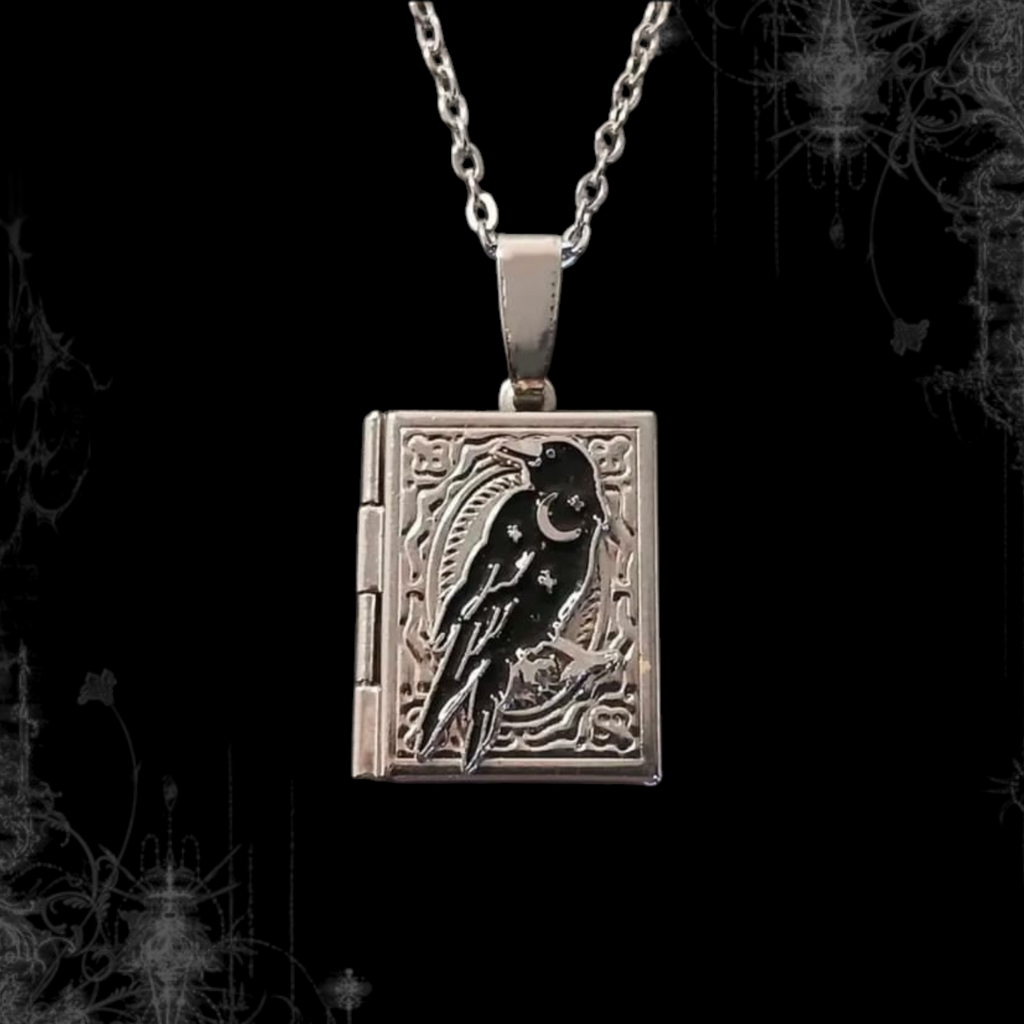 ཐི Crow Locket Necklace (openable)ཋྀ