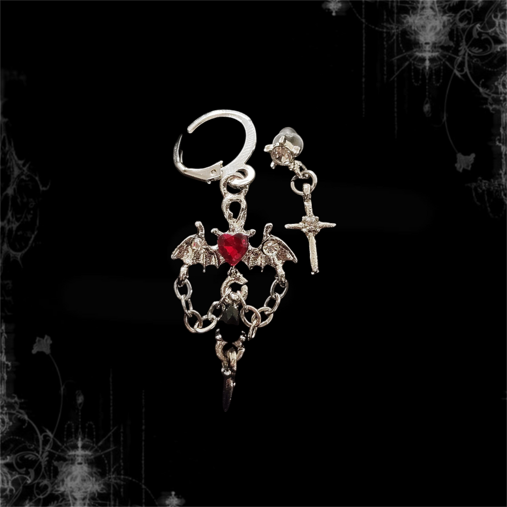 Crimson Bat Earring Set