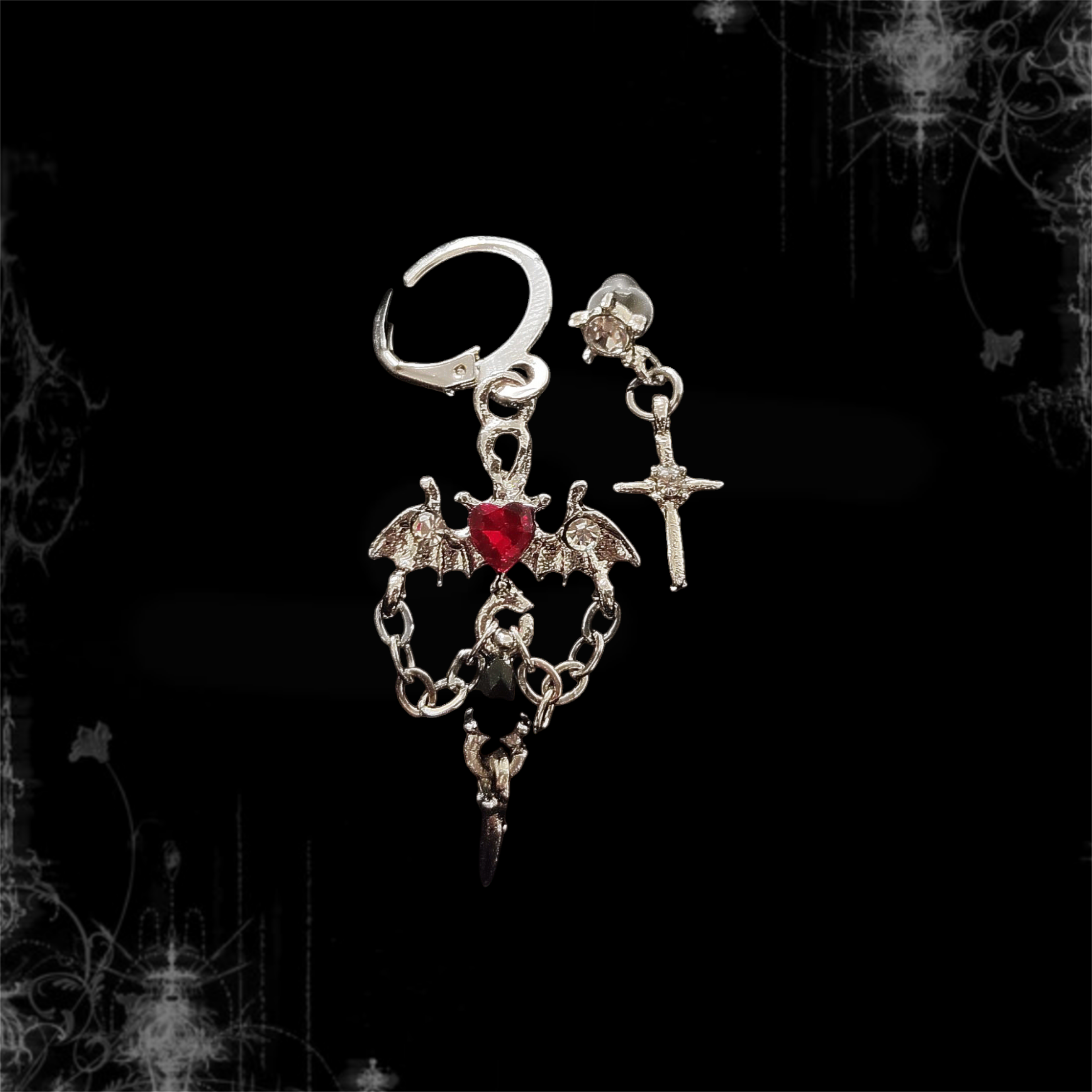 Crimson Bat Earring Set