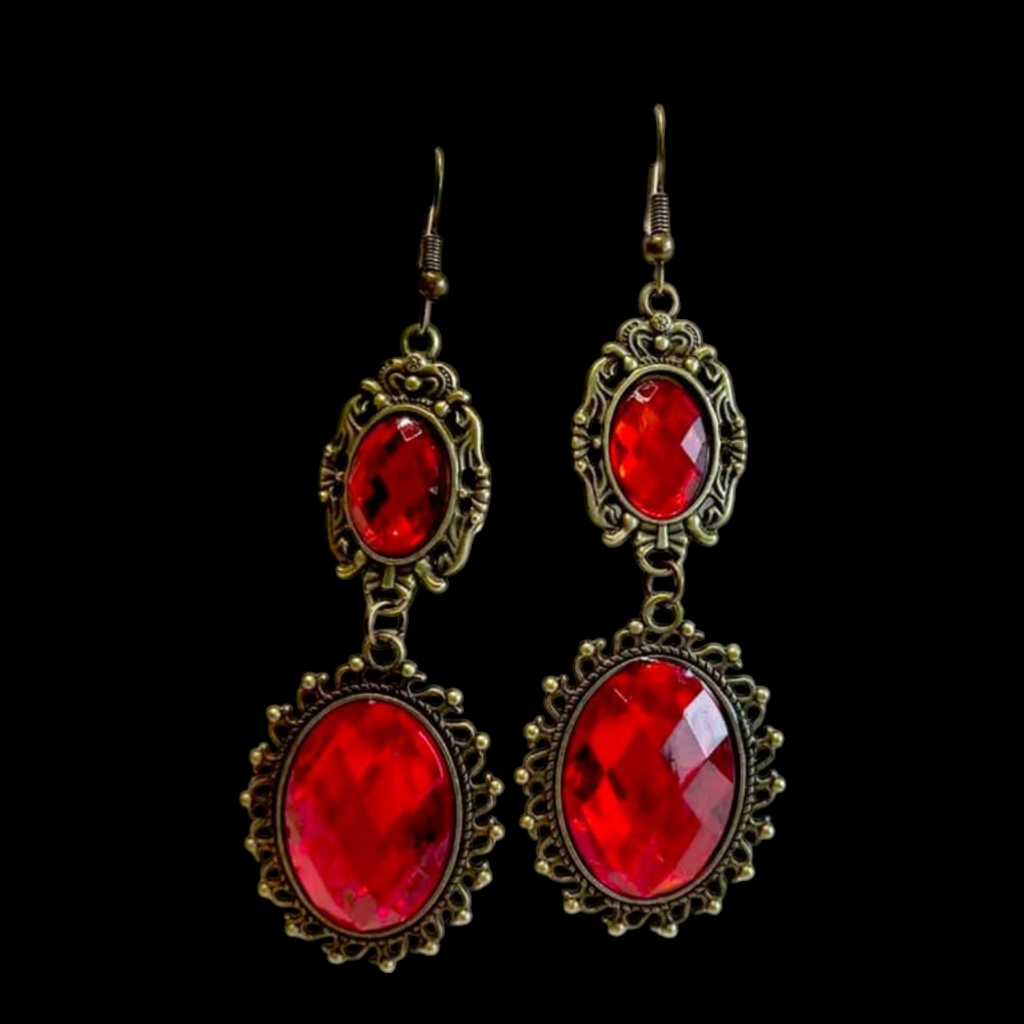 ཐི Lace Choker W Earrings (red)ཋྀ