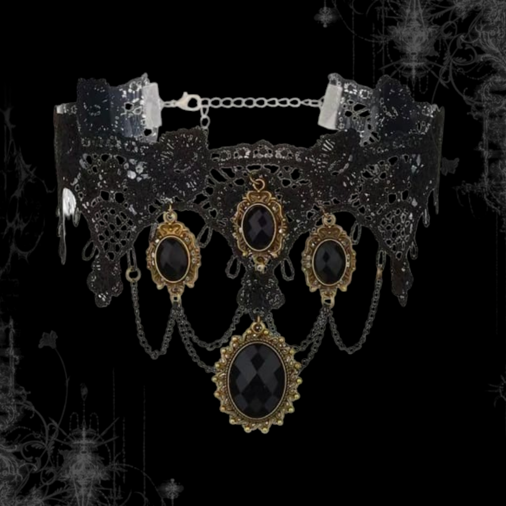 ཐི Lace Choker W Earrings ཋྀ
