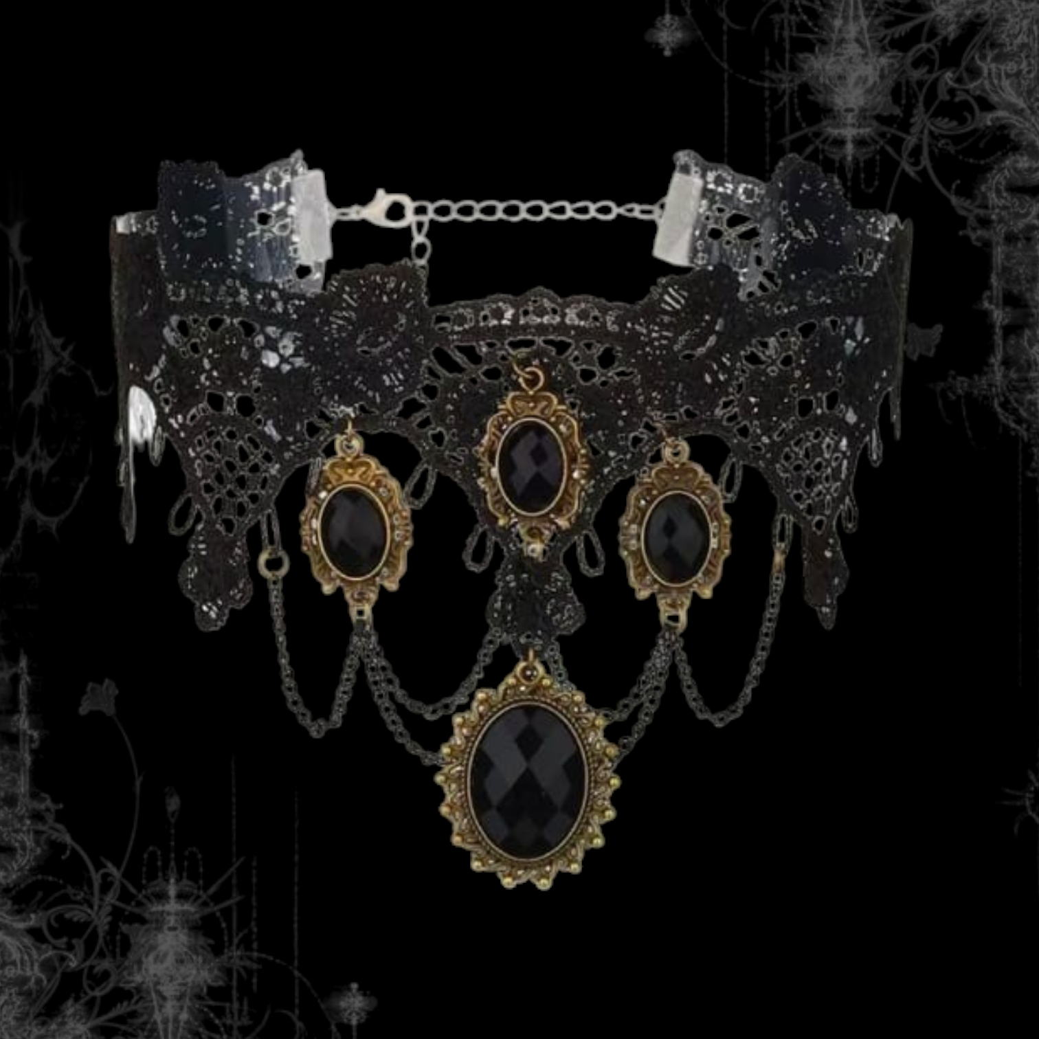 ཐི Lace Choker W Earrings ཋྀ