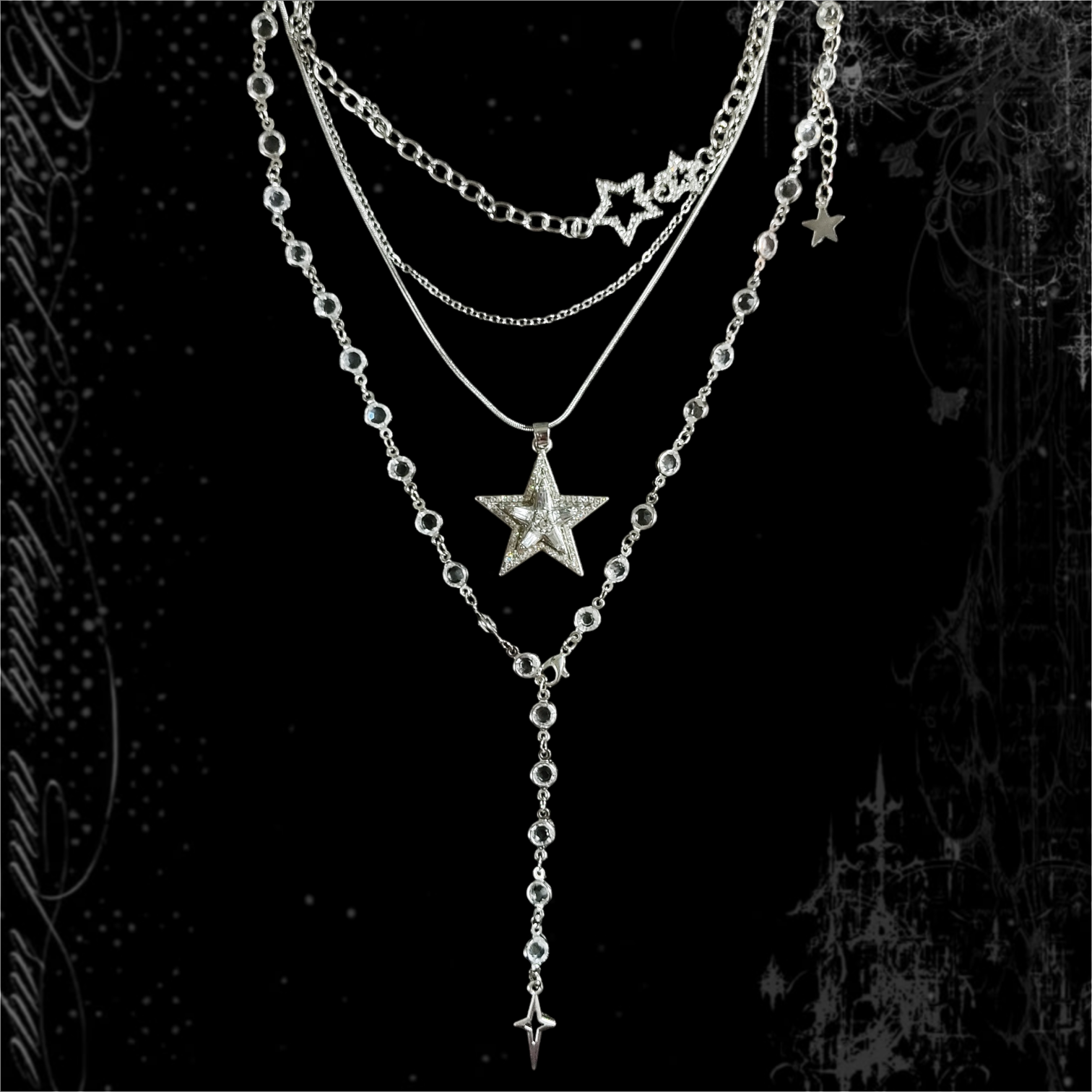 ཐི Stardust Three Layer Necklace ཋྀ