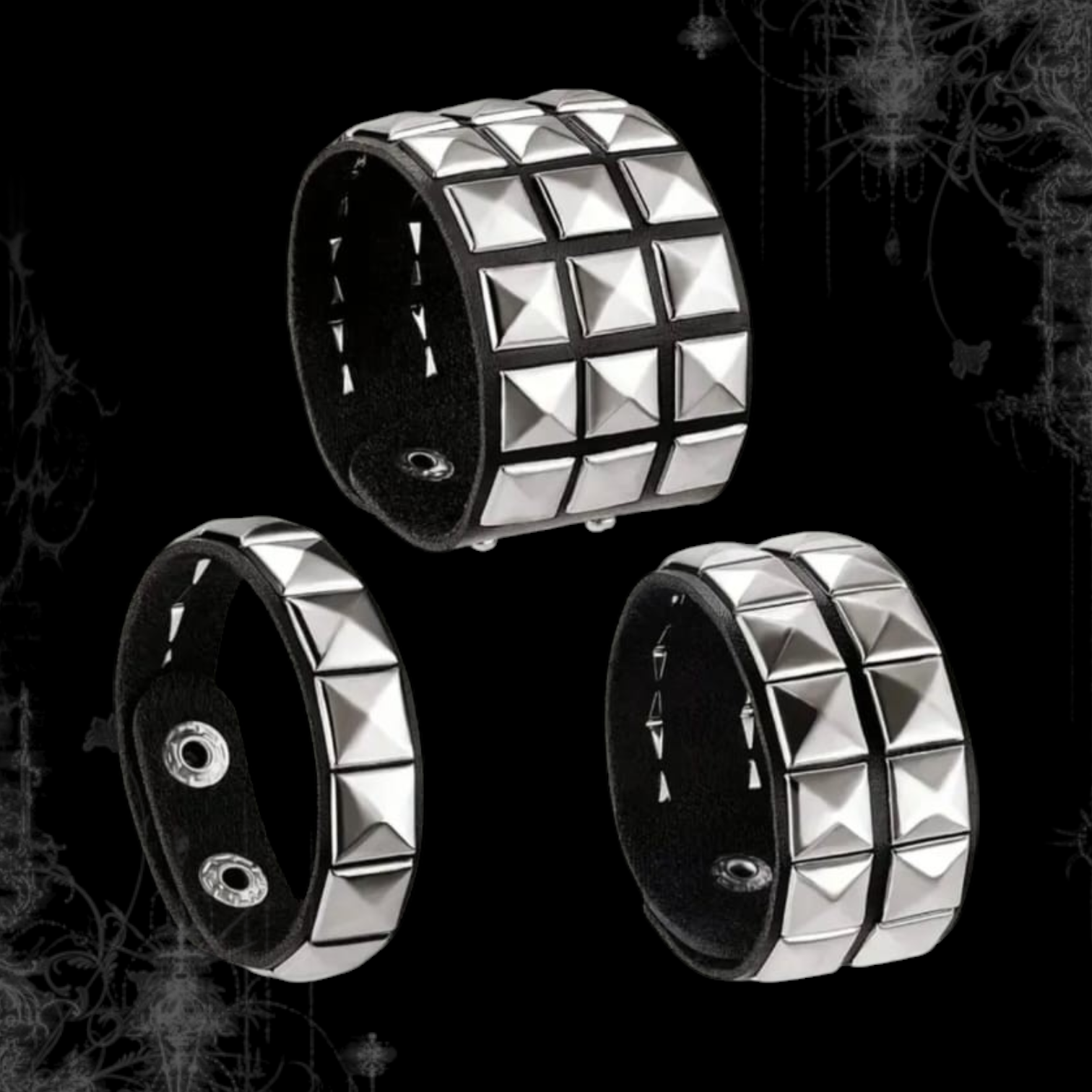 ཐི Studded Bracelets Set (black) ཋྀ